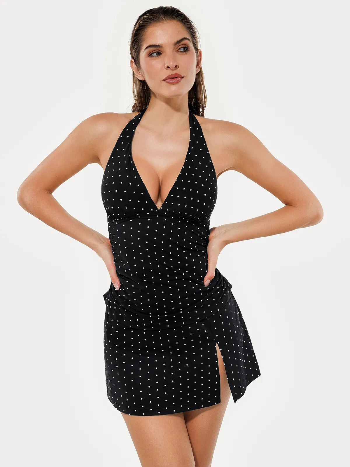 Sculpting Halter Tankini Skirt Swimsuit Set