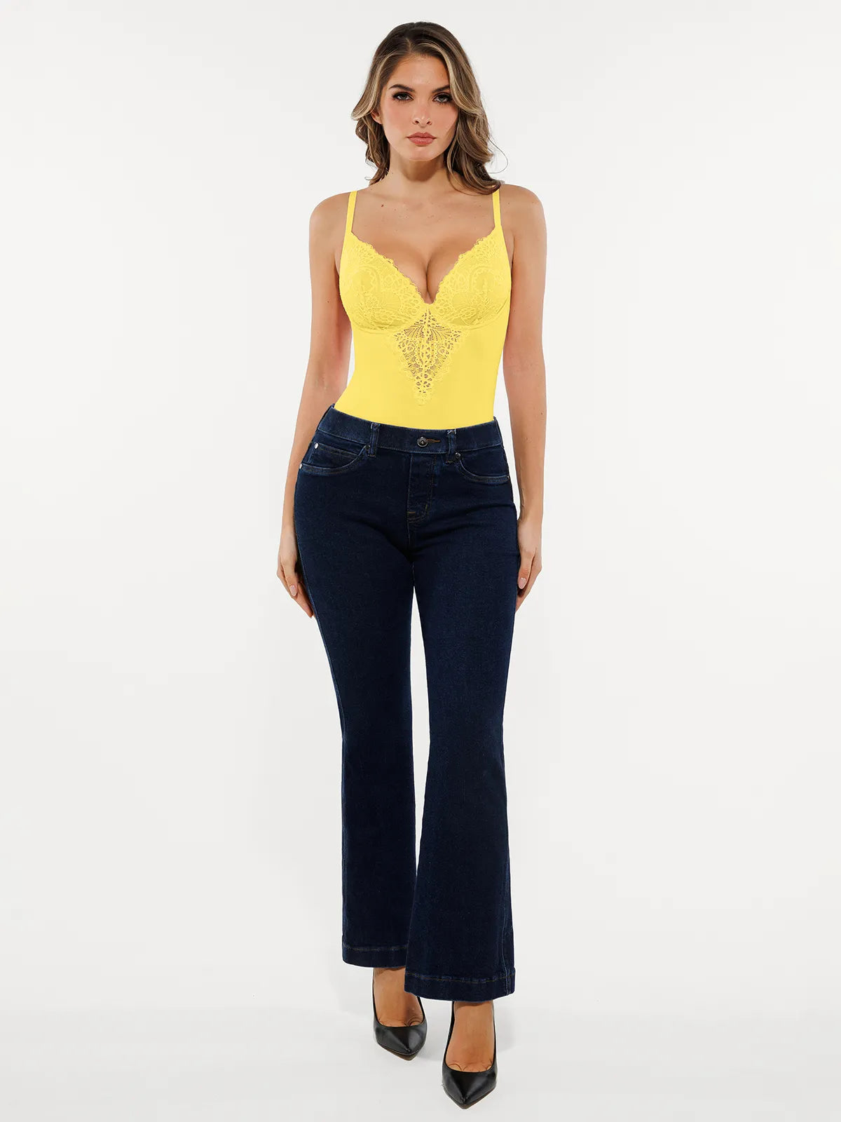 Seamless Lace V-Neck Shapewear Bodysuit