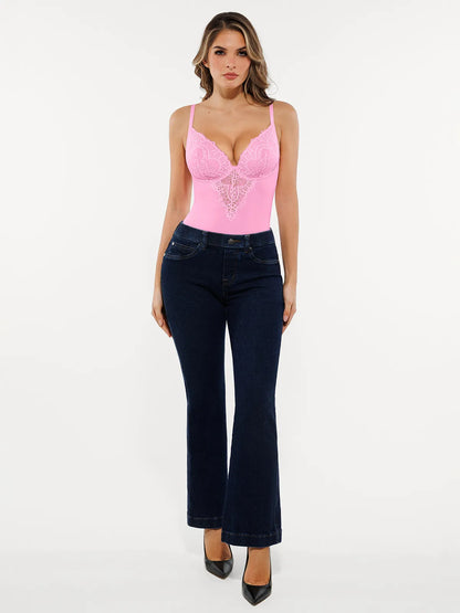 Seamless Lace V-Neck Shapewear Bodysuit