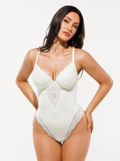 Seamless Lace V-Neck Shapewear Bodysuit