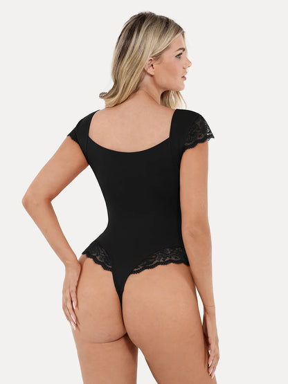 Shapewear Cap Sleeve Slimming Lace Cup Bodysuit