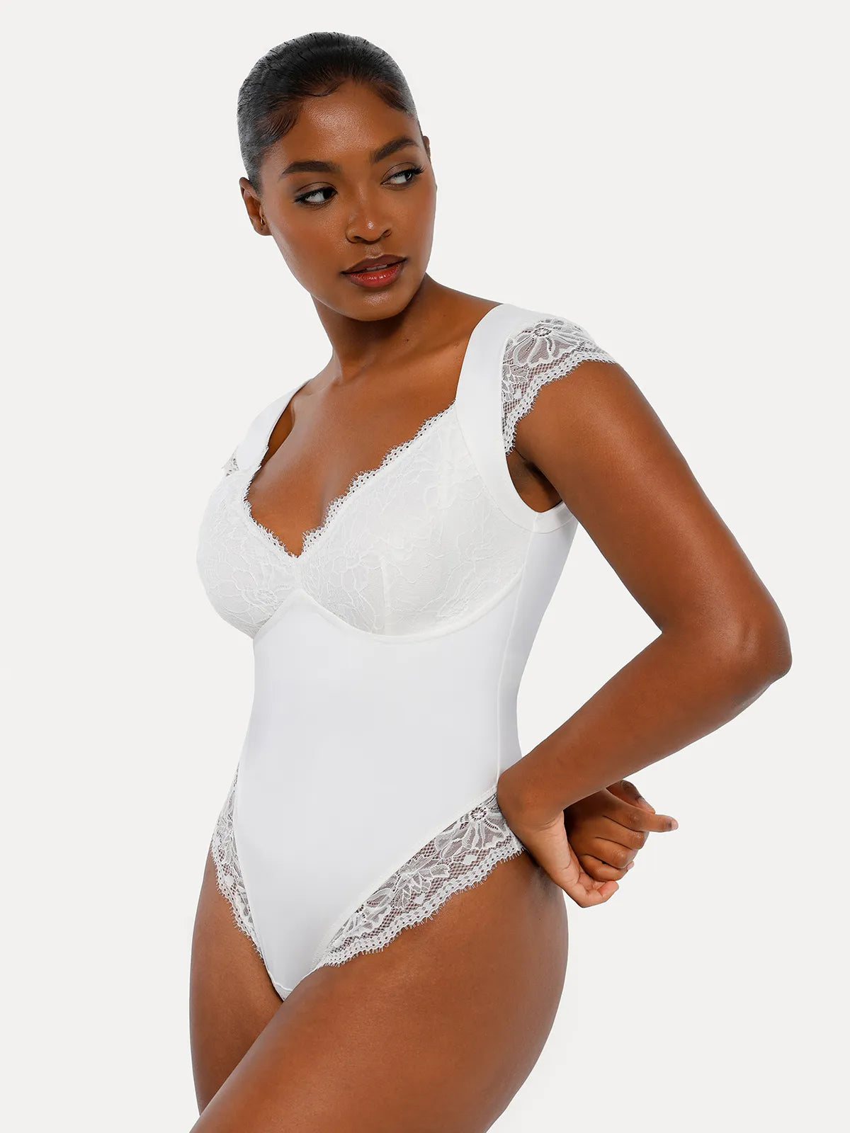 Shapewear Cap Sleeve Slimming Lace Cup Bodysuit