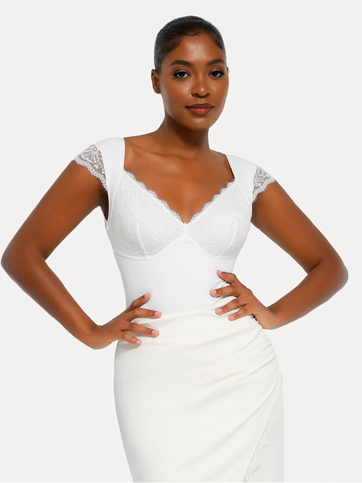 Shapewear Cap Sleeve Slimming Lace Cup Bodysuit