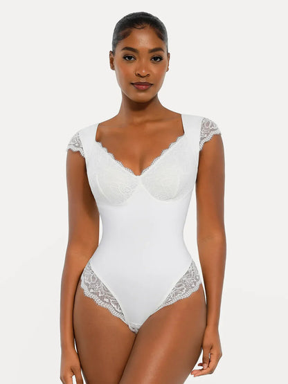 Shapewear Cap Sleeve Slimming Lace Cup Bodysuit