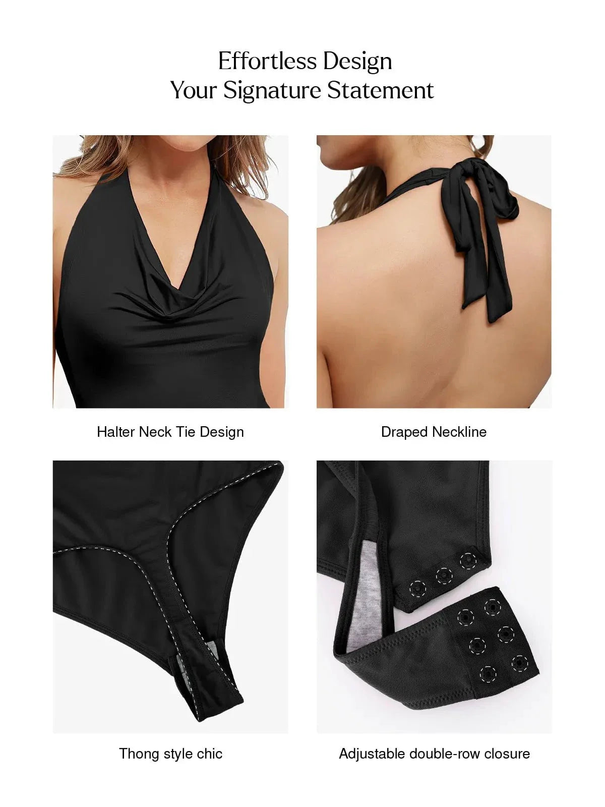 Shapewear Cowl Neck Halter Tummy Control Bodysuit