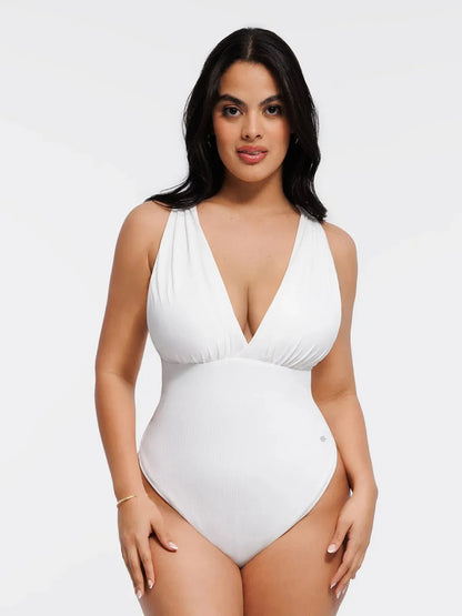 Shapewear Cross-Front Draped Halter Tummy Control Bodysuit