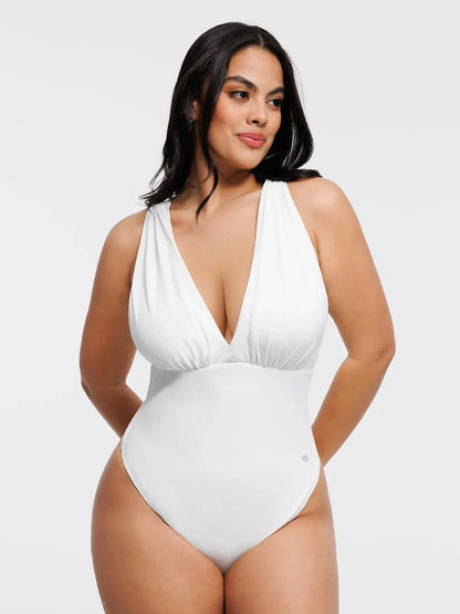 Shapewear Cross-Front Draped Halter Tummy Control Bodysuit