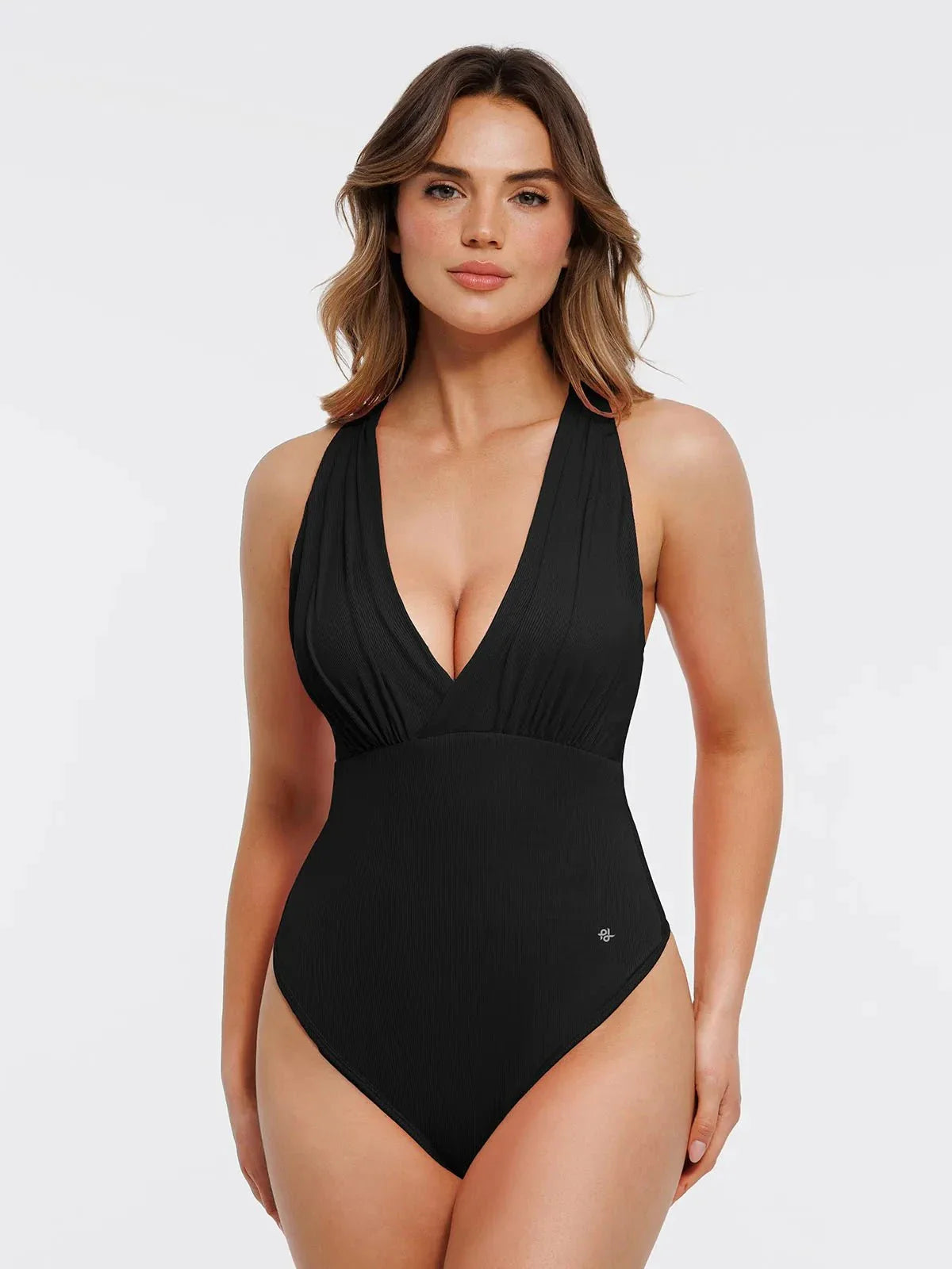 Shapewear Cross-Front Draped Halter Tummy Control Bodysuit