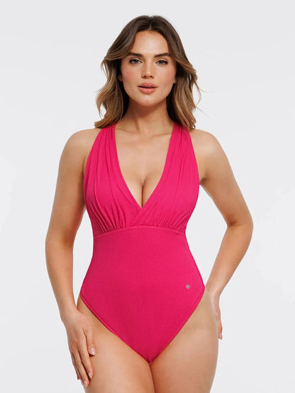 Shapewear Cross-Front Draped Halter Tummy Control Bodysuit