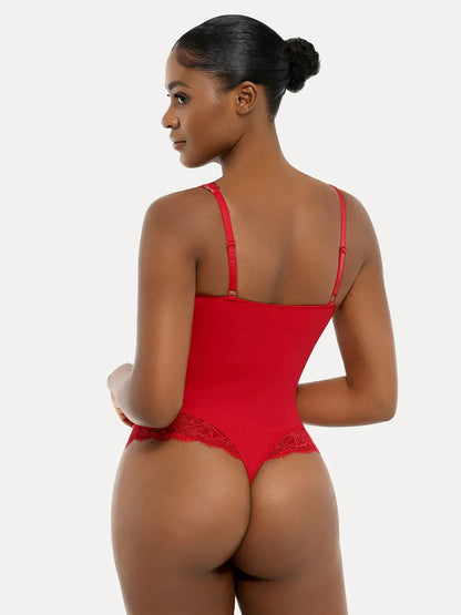 Shapewear Deep V-Neck Sculpting Lace Inset Bodysuit