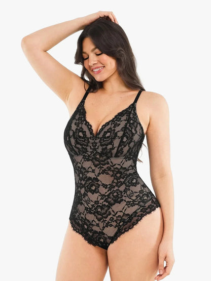 Shapewear Firm Control Smoothing Full Lace Thong Bodysuit