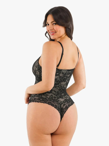Shapewear Firm Control Smoothing Full Lace Thong Bodysuit