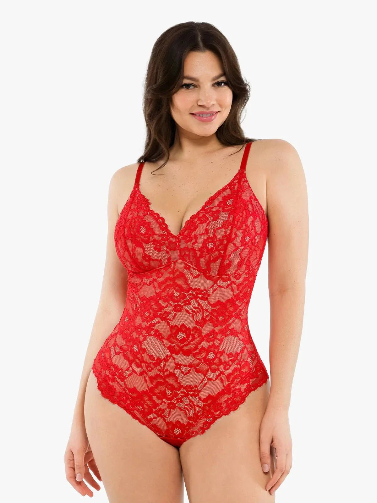 Shapewear Firm Control Smoothing Full Lace Thong Bodysuit