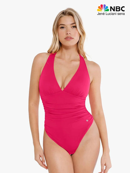 Shapewear Halter Cowl Neck Ruched Tummy Control Bodysuit