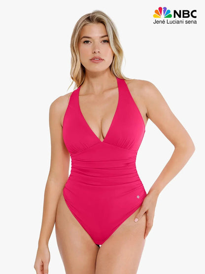 Shapewear Halter Cowl Neck Ruched Tummy Control Bodysuit