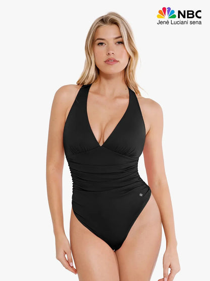 Shapewear Halter Cowl Neck Ruched Tummy Control Bodysuit