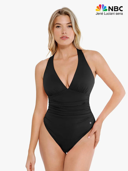 Shapewear Halter Cowl Neck Ruched Tummy Control Bodysuit