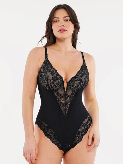 Seamless Lace V-Neck Shapewear Bodysuit