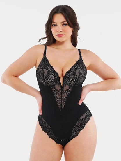Seamless Lace V-Neck Shapewear Bodysuit