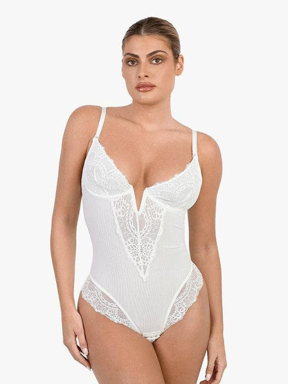 Seamless Lace V-Neck Shapewear Bodysuit
