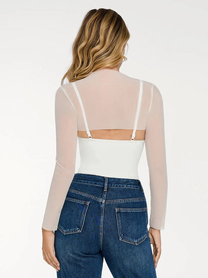 Shapewear Long Sleeve Mesh Shrug Sculpting Bodysuit Set