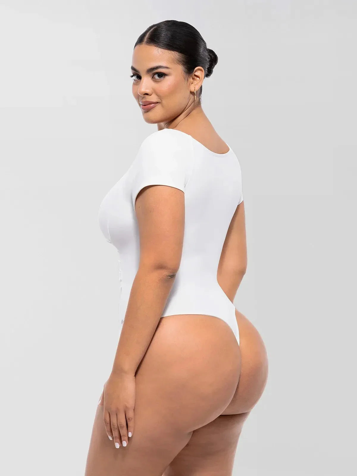 Shapewear Portrait Neckline Draped Sculpting Bodysuit