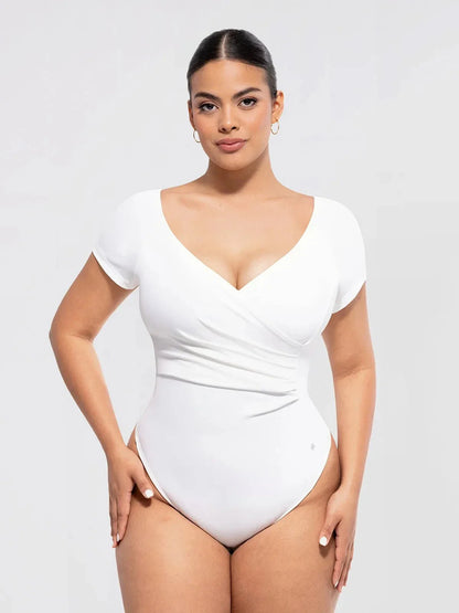 Shapewear Portrait Neckline Draped Sculpting Bodysuit