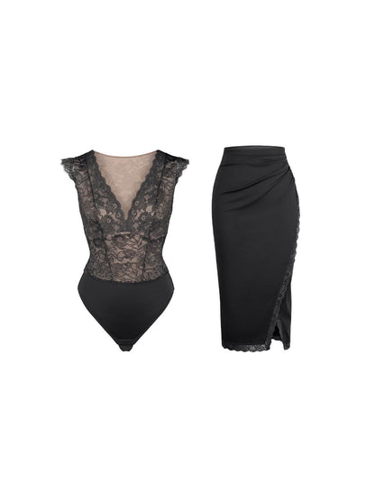 Shapewear Sculpting Lace Bodysuit or Midi Skirt or Shrug