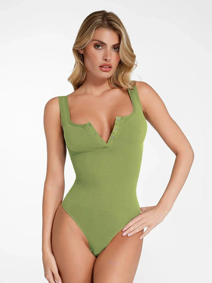 Shapewear Seamless Modal Henley Tank Bodysuit