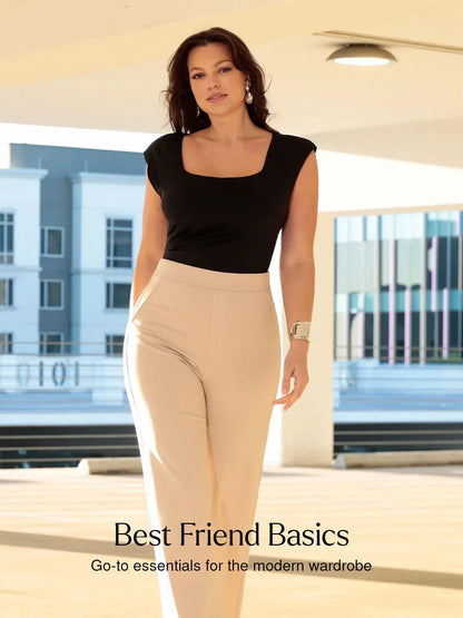 Shapewear Square Neck Padded Shoulder Slimming Bodysuit