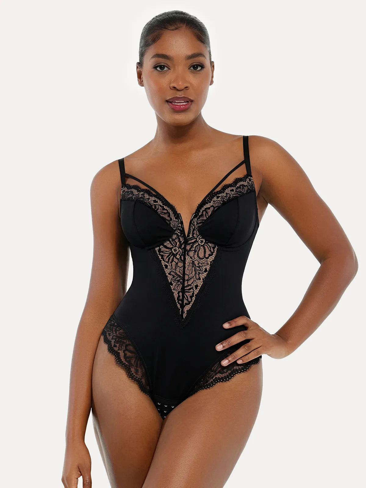 Shapewear Strappy Tummy Control Lace Inset Bodysuit