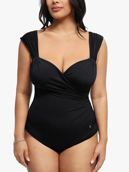 Shapewear Sweet-Heart Neckline Cap Sleeve Bodysuit