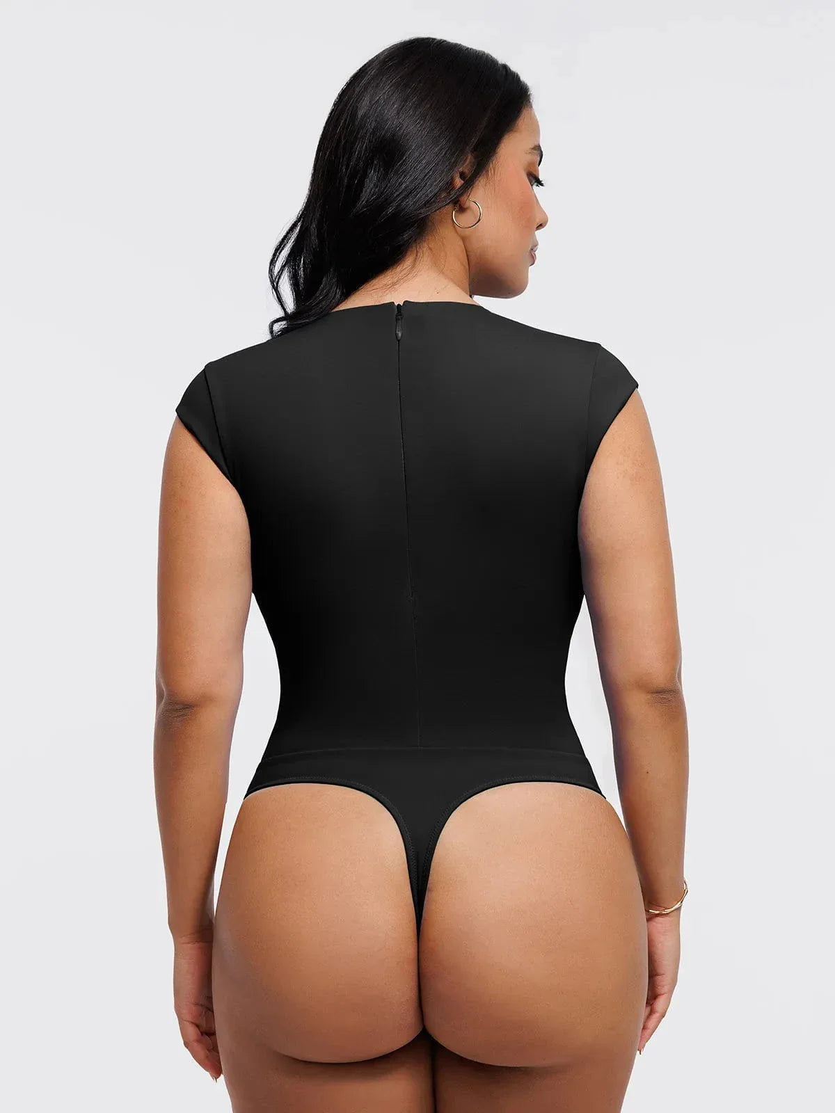 Shapewear V Neck Cap Sleeve Tummy Control  Bodysuit