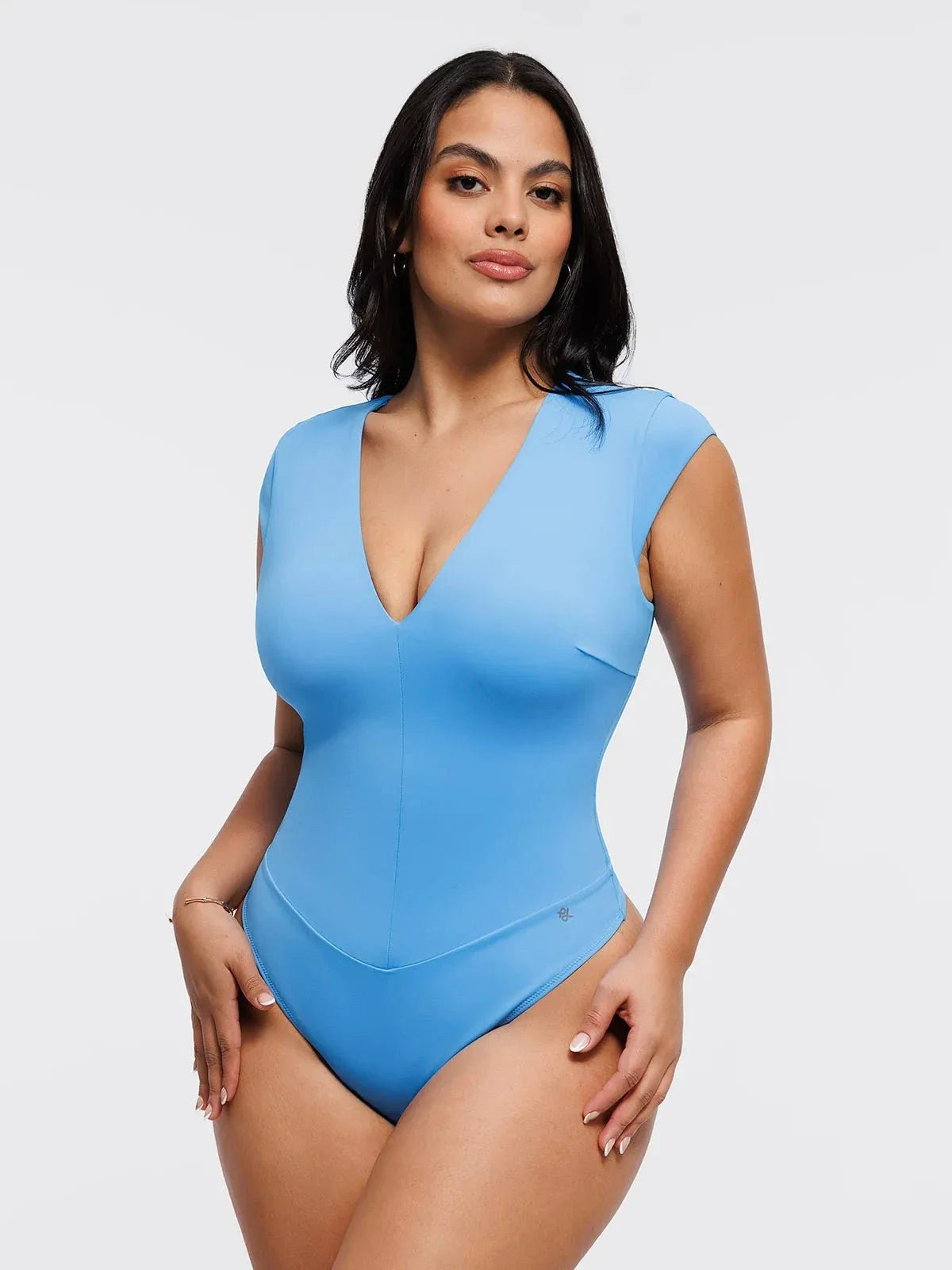 Shapewear V Neck Cap Sleeve Tummy Control  Bodysuit