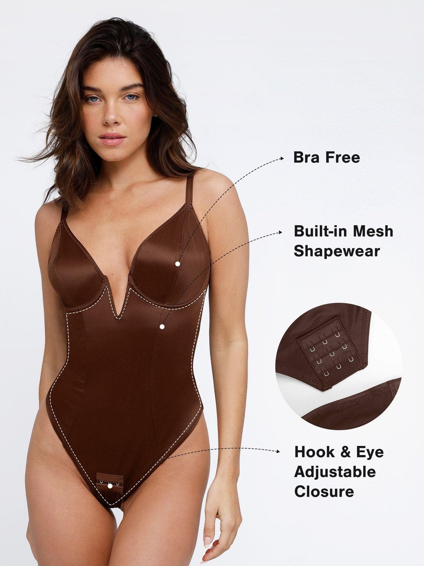 Shapewear Deep V-Neck Hourglass Thong Bodysuit
