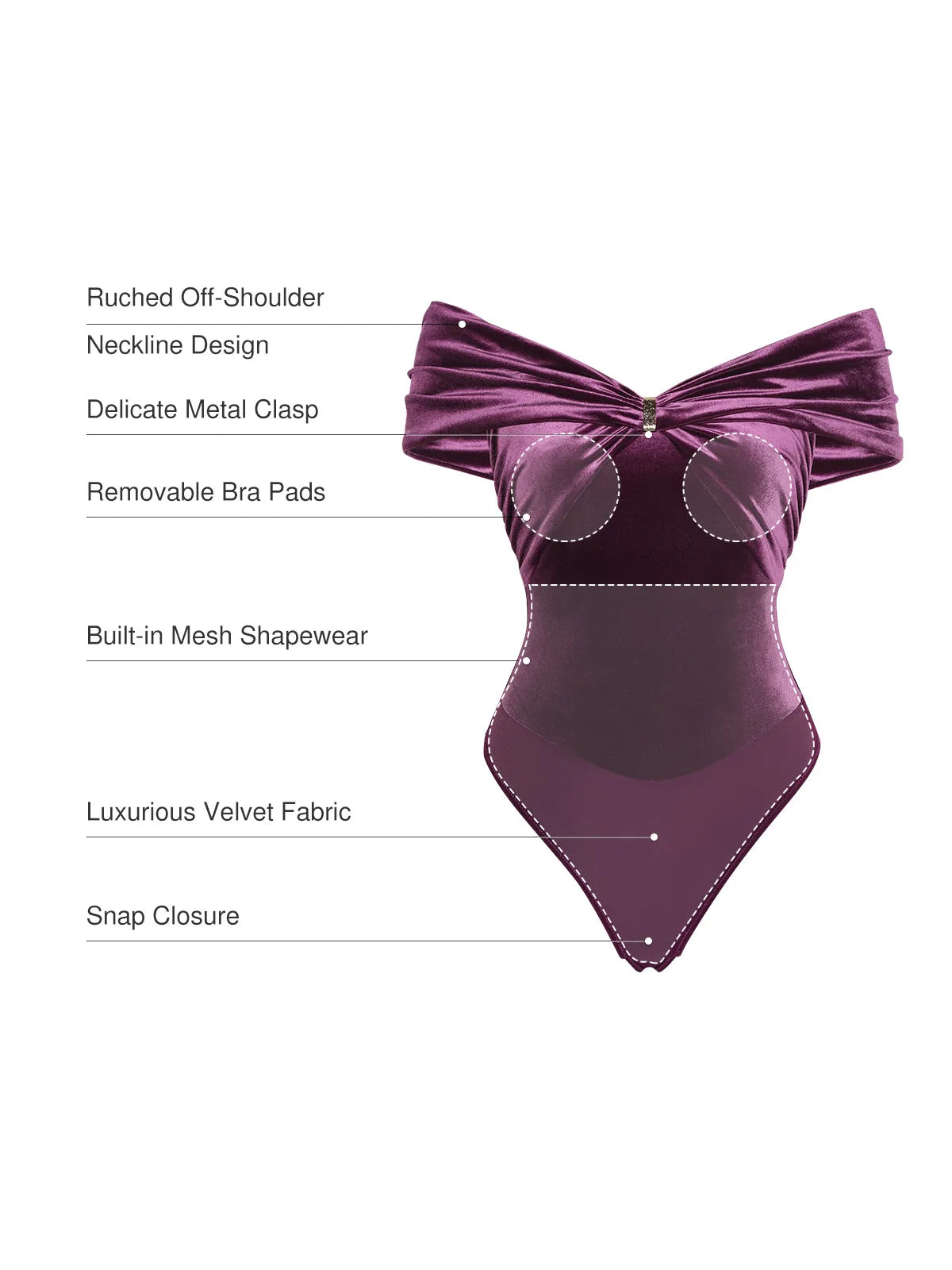 Velvet Twist Front Off-The Shoulder Sculpting Bodysuit